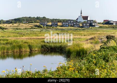 Landschaft in der Gegend von Klise Nor und dem Dorf Bagenkop, Langeland Island, Dänemark, Europa Stockfoto