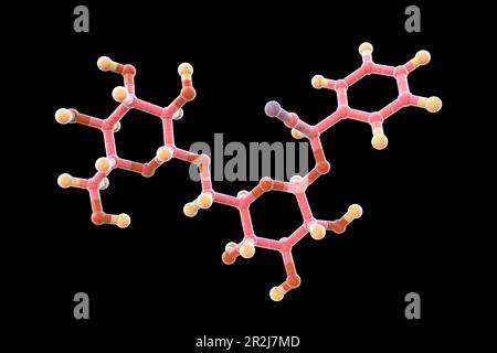 Molekularmodell von Amygdalin, Illustration Stockfoto