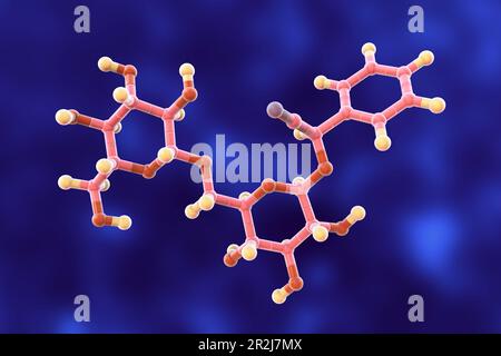 Molekularmodell von Amygdalin, Illustration Stockfoto