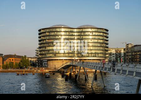 Fußgänger- und Radbrücke Bryggebroen und Gemini Residence in Kopenhagen, Dänemark, Europa Stockfoto