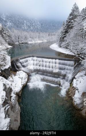 Lechfall in der Nähe von Füssen in der Nähe des Bezirks Ziegelwies, Ostallgäu, Bayern, Deutschland, Europa Stockfoto