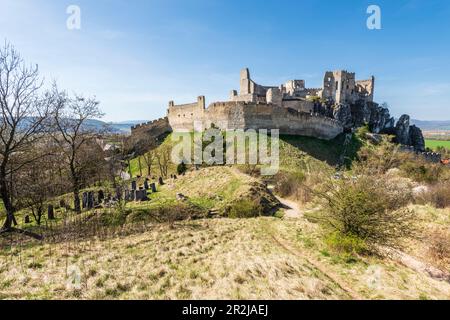 Jüdischer Friedhof vor dem Schloss Beckov in der westlichen Slowakei, Slowakei Stockfoto