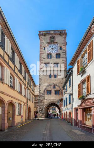 Tour des Bouchers, Grand Rue, Ribeauville, Rappoltsweiler, Haut-Rhin, Route des Vins d'Alsace, Elsass Weinstraße, Grand Est, Elsass-Champagne-Ardenne- Stockfoto