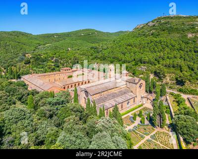 Abtei Sainte-Marie de Fontfroide, Narbonne Aude, Languedoc-Roussillon, Occitanie, Languedoc-Roussillon-Midi-Pyrénées, Frankreich Stockfoto