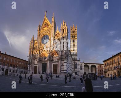 Abend vor der Kathedrale von Siena, Toskana, Italien Stockfoto