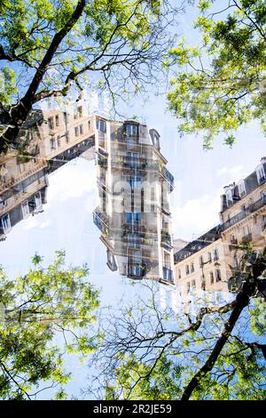 Klassische Wohngebäude im Villette quartier in Paris, Frankreich. Stockfoto