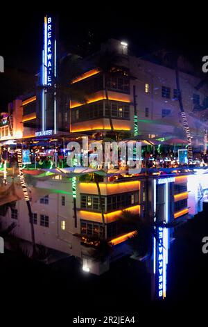 Doppelte Exposition des Breakwater Hotels in South Beach in Miami, Florida Stockfoto