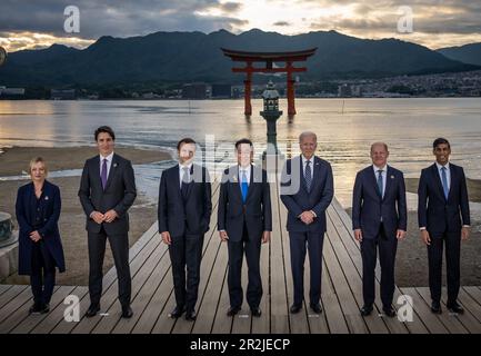 Hiroshima, Japan. 19. Mai 2023. Die Regierungschefs der G7 Länder treffen sich in Hiroshima, Japan, zu ihren jährlichen Konsultationen. Kredit: Michael Kappeler/dpa/Alamy Live News Stockfoto