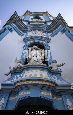 Außenansicht der Abtei Dürnstein (Stift Dürnstein), Dürnstein, Wachau, Niederösterreich, Österreich, Europa Stockfoto