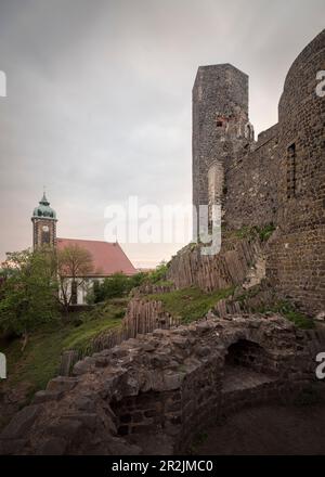 Blick auf Schloss Stolpen, kleine Stadt in Sachsen, Sachsen, Schweiz-Ostergebirge, Sachsen, Deutschland, Europa Stockfoto