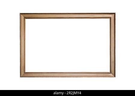 Dünner eleganter Bilderrahmen einfacher, minimalistischer, isolierter, rechteckiger Holzelement Stockfoto