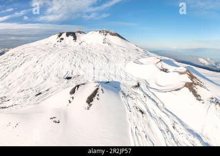 Der Gipfel im Schnee, Ätna, Catania, Sizilien, Italien, Europa Stockfoto