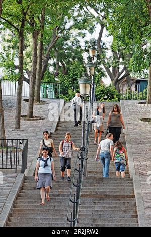 Menschen auf der Treppe zum Montmartre, Paris, Frankreich, Europa Stockfoto