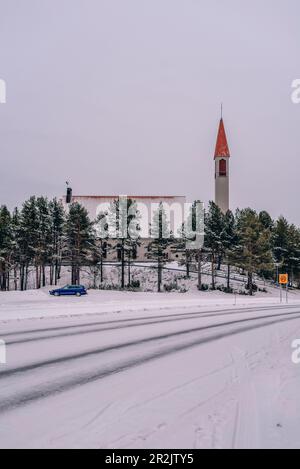 Enontekiö Kirche, Hetta, Lappland, Finnland Stockfoto