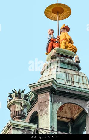 Dachdetail auf der Oberseite des Schlosses Pheasant auf Schloss Moritzburg, Sachsen, Deutschland Stockfoto