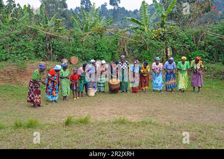 Uganda; westliche Region; südlicher Teil; Tanzvorstellung im Kulturzentrum in Ruguburi Stockfoto