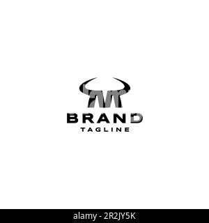 Sportliche Initialen, Buchstabe M mit Bull's Horn. Das sportliche M mit Bull's Horn steht für die Kraft und Freiheit der Wildnis. Stock Vektor