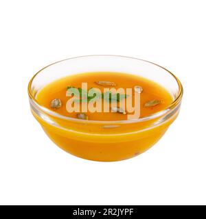 Kürbiscremesuppe isoliert auf weißem Hintergrund Stockfoto