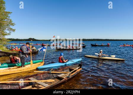 Alte historische Holzboote Taivalkoski, Lappland, Finnland Stockfoto