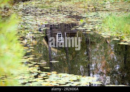 Reflexion im Freilichtmuseum Maihaugen, Lillehammer, Norwegen Stockfoto