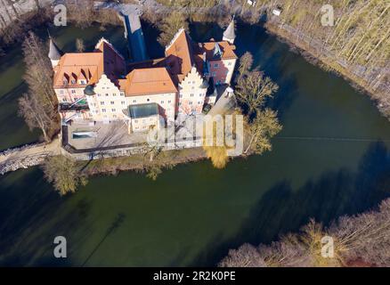 Taufkirchen an der Vils, Wasserburg, Luftaufnahme Stockfoto