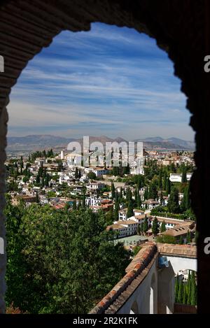 Blick über Albaicin, Granada, Andalusien, Spanien. Stockfoto