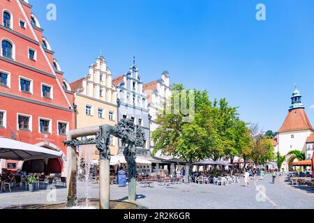 Weiden in der Oberpfalz, Unterer Markt, Unteres Tor, Mauermann-Brunnen Stockfoto