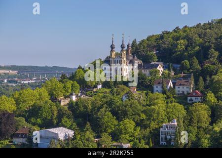 Würzburg, Käppele, Wallfahrtskirche, Balthasar Neumann, Blick von der Festung Marienberg Stockfoto