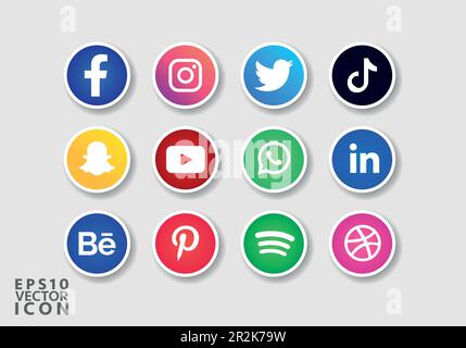 Satz beliebter Social-Media-Symbole Social-Media-Symbole Paket mit Social-Media-Logos Paket mit Social-Media-Logos Stock Vektor