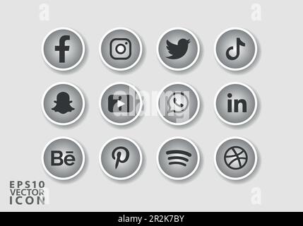 Satz beliebter Social-Media-Symbole Social-Media-Symbole Paket mit Social-Media-Logos Paket mit Social-Media-Logos Stock Vektor
