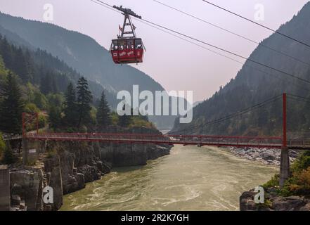 Fraser Canyon, Hell's Gate Airtram, Hängebrücke Stockfoto