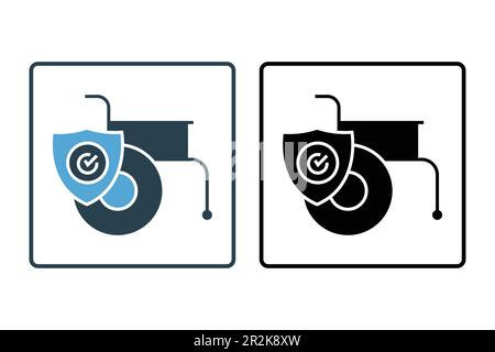 Vektorsymbol für Invaliditätsversicherung. Solides Icon-Design. Einfache Vektorkonstruktion editierbar Stock Vektor