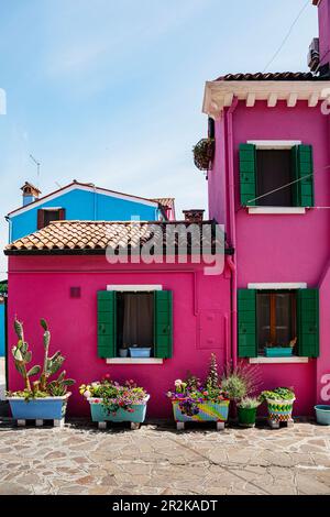 Bunte Häuser in Burano Venedig italien Stockfoto