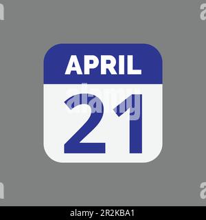 Flacher April 21 Kalenderdatum-Symbol Bestandsvektor Stock Vektor