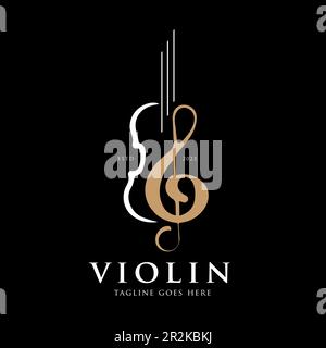 Monochrome Vektordarstellung von Viola Cello Violine und Höhenknochen auf dunklem Hintergrund Stock Vektor