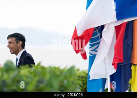 Premierminister Rishi Sunak auf einem Familienfoto im Grand Prince Hotel während des G7-Gipfels in Hiroshima, Japan. Foto: Samstag, 20. Mai 2023. Stockfoto