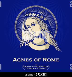 Katholische Heilige. Agnes of Rome (291-304) ist eine jungfräuliche Märtyrerin, die in der katholischen Kirche, der orientalisch-orthodoxen Kirche und im Osten als heilige verehrt wird Stock Vektor