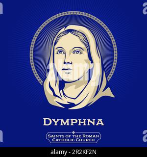Katholische Heilige. Dymphna ist eine christliche heilige, die in katholischen und östlich-orthodoxen Traditionen geehrt wird. Nach der Tradition lebte sie im 7. Centu Stock Vektor