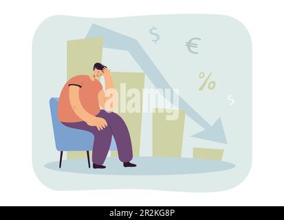 Verärgerter Mann, der über Geldverlust nachdenkt Stock Vektor