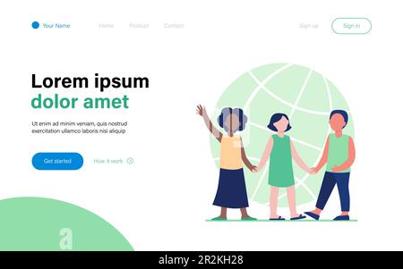 Multiethnische Kinder, die Händchen halten Stock Vektor