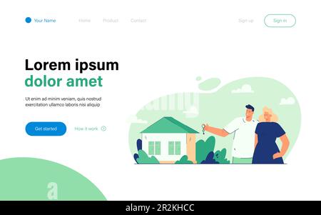 Ein junges Paar kauft ein neues Haus Stock Vektor