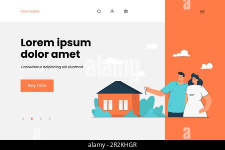 Ein junges Paar kauft ein neues Haus Stock Vektor