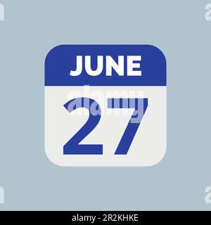 Juni 27 - Kalenderdatum-Symbol Stock Vektor