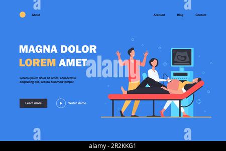 Ultraschallärztin untersucht schwangere Frau Stock Vektor