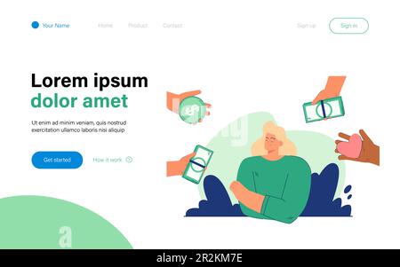 Eine Frau, die zwischen Liebe und Geld wählt Stock Vektor