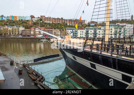 Bug and fo’c’le von Brunels restaurierter SS Great Britain in Bristol Docks, Bristol, Avon, Vereinigtes Königreich Stockfoto