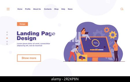Winzige Programmierer, die das Betriebssystem eines Computers aufrüsten Stock Vektor