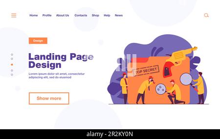 Polizisten suchen Beweise mit Lupe Stock Vektor