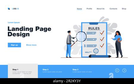 Geschäftsleute studieren eine Liste von Regeln Stock Vektor