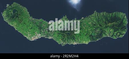 Luftaufnahme der Insel Sao Miguel auf den Azoren Stockfoto